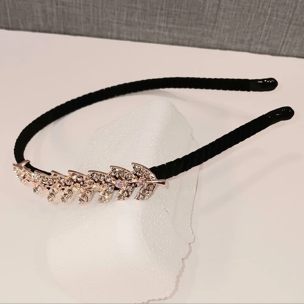 Sparkly Rhinestone Leaves Headband Bridal Wedding Guest Glam Fairycore Boho Chic